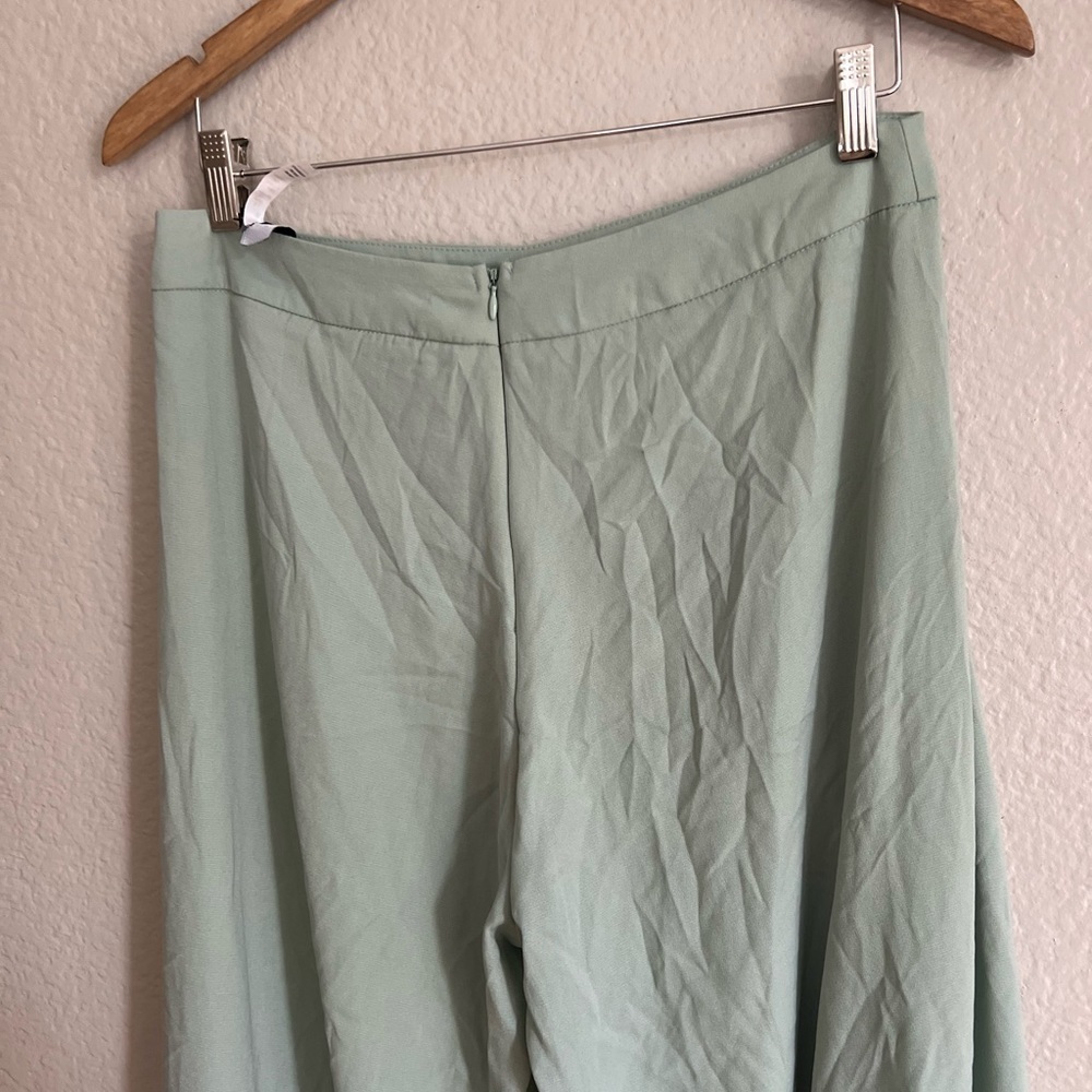 NWOT Sage Green High Waisted Slit Front Pants - Picture 4 of 7